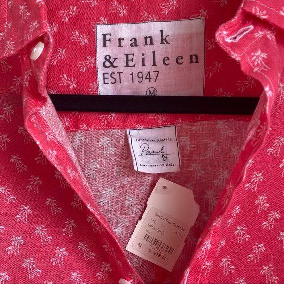 Frank & Eileen Pink Palm Tree Button Down Linen Shirt - Picture 3 of 3